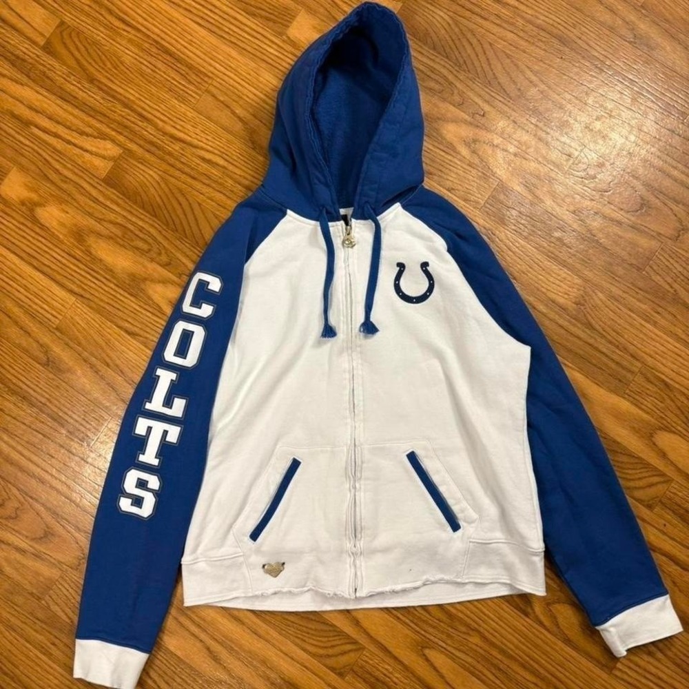 NFL Indianapolis Colts white and blue zip up hoodie